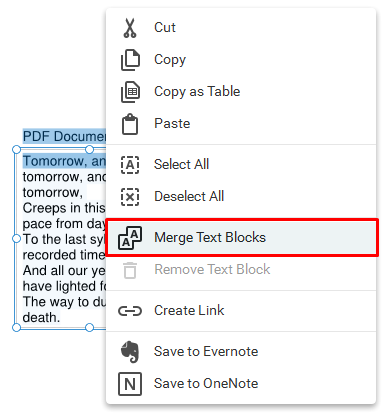 How to merge text blocks in a PDF - Edit PDF - Soda PDF 14