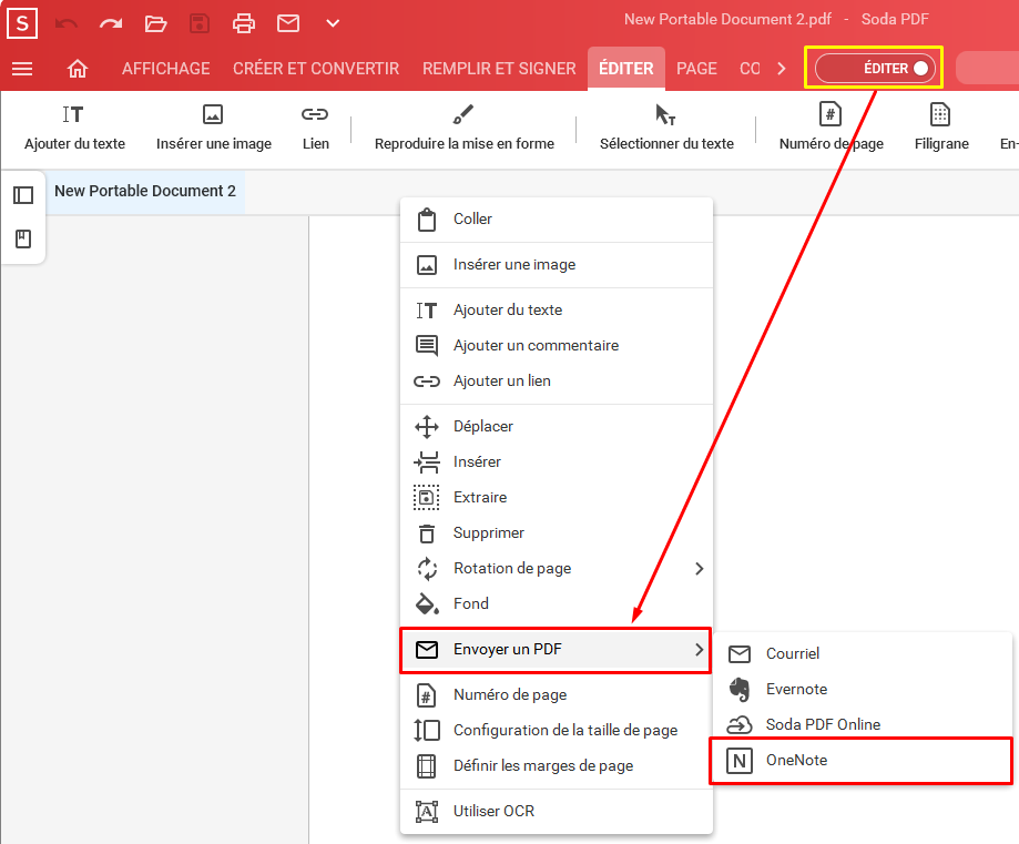 Comment envoyer un document dans OneNote ? Soda PDF