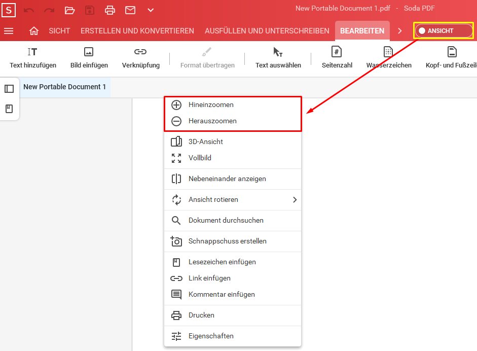 Wie kann ich die Ansicht meines Dokuments vergrößern oder verkleinern ...