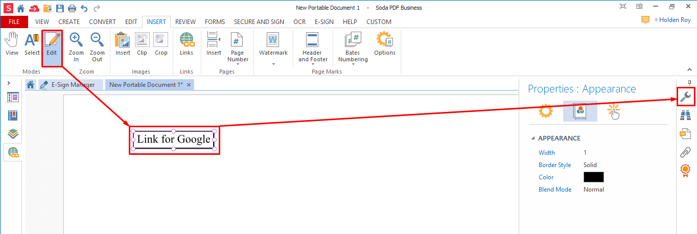 How to change link properties soda pdf