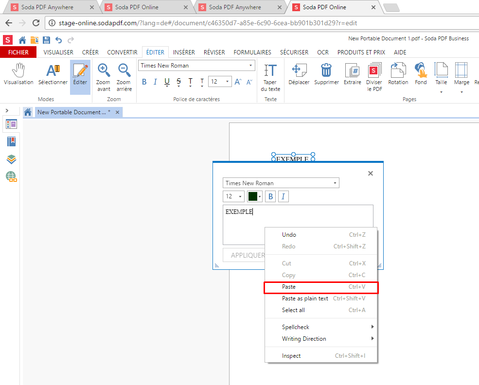 Comment puisje faire copier/coller du texte? Soda PDF
